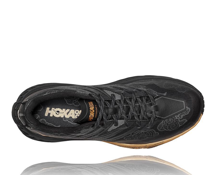 Trail Shoes Womens - Hoka One One Speedgoat 4 CNY - Black/Gold - HKFLINO-68